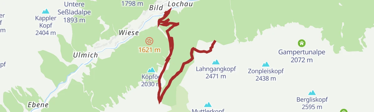 Route map: Bike & Hike Kappl - Mittagskopf